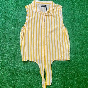 Cotton On Yellow and White Striped Button-Down Shirt